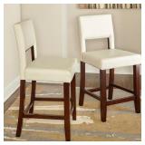 Porch & Den Prospect Hill Warren 24-inch White Faux Leather Stationary Stool- Retail:$140.49