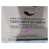 Porch & Den Prospect Hill Warren 24-inch White Faux Leather Stationary Stool- Retail:$140.49