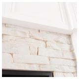 PARTIAL: 1 Box -Fireplaces Copper Grove Helianthus White Faux Stone Corner Electric Fireplace -Retail $794.99