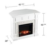 PARTIAL: 1 Box -Fireplaces Copper Grove Helianthus White Faux Stone Corner Electric Fireplace -Retail $794.99
