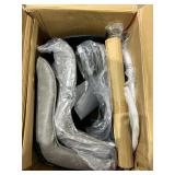 Art Leon Modern Gray Faux Leather Swivel Adjustable Height Bar Stools with Black Base (Set of 2) -Retail: $159.99