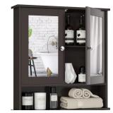 Bathroom Wall Mirror Cabinet with Doors and Shelves - Brown Retail: $99.99