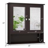 Bathroom Wall Mirror Cabinet with Doors and Shelves - Brown Retail: $99.99