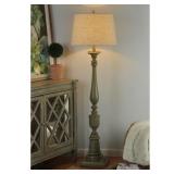 *Read Description* StyleCraft Avignon Distressed Green Floor Lamp - Oatmeal Hardback Fabric Shade Retail:$203.60