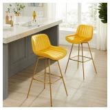 Art Leon Modern Swivel Velvet Barstool (Set of 2) - Bright Yellow Retail: $319.99