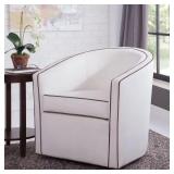 Kenton Barrel Style Swivel Chair by Greyson Living - Cream with Brown Welt -Retail $599.49