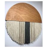 Boho Light Brown Wooden Wall Hanging Decor with Yarn Fringe