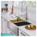 KRAUS Kore Workstation 30-inch Farmhouse Flat Apron Front 16 Gauge Single Bowl Stainless Steel Kitchen Sink with Accessories -Retail $449.95