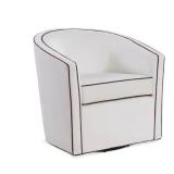 Kenton Barrel Style Swivel Chair by Greyson Living - Cream with Brown Welt -Retail $599.49