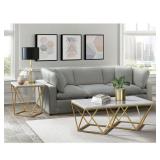 Picket House Furnishings Conner Occasional Table in Gold-Coffee Table - Marble - White Retail $859.48