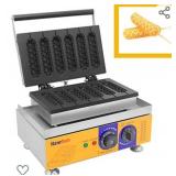 Hanchen Commercial Hot Dog Waffle Machine 6Pcs Corn Dog Waffle Maker for Restaurant Bakeries Snack Bar Home Commercial Use