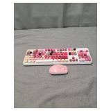 SADES V2020 Wireless Keyboard and Mouse Combo, White Colorful Wireless Keyboard with Round Keycaps,2.4GHz Dropout-Free Connection,Long Battery Life,Cute Wireless Moues for PC/Laptop/Mac