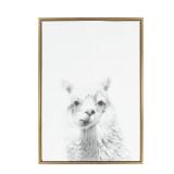 Sylvie Alpaca Framed Canvas Wall Art by Simon Te Tai, Gold 23x33- Retail:$79.98
