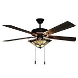 Copper Grove Sungurlare Bronze Metal/Stained Glass 5-blade 52-inch Craftsman Ceiling Fan - 52"L x 52"W x 20"H- Retail:$232.49