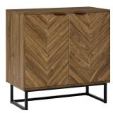 HOMCOM Double Door Kitchen Sideboard with 3 Level Adjustable Shelf, Elevated Metal Base and Wood Grain Finish- Retail:$208.99