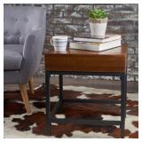 Ebany Industrial Square Acacia Wood Storage End Table by Christopher Knight Home- Retail:$109.49