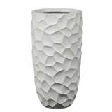 22.4in. H MgO Fiberclay White Wavy Tall Planter- Retail:$76.09