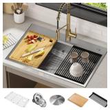 KRAUS Kore Workstation Drop-In Stainless Steel Kitchen Sink- Retail:$399.95