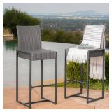 Pair of Conway Outdoor Wicker Barstools by Christopher Knight Home