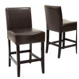 Lopez 26-inch Brown Leather Counterstools (Set of 2) by Christopher Knight Home- Retail:$227.49