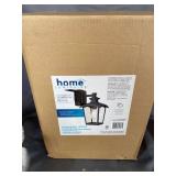 Spence 1-Light Outdoor Wall Lantern With Seeded Glass and Built-In GFCI Outlets, Black Finish