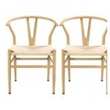 Pair of Poly and Bark Weave Chairs in Natural - Retail:$369.49