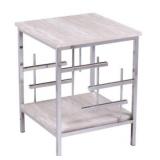 Sei Freston Faux Marble End Table With Open Shelf in Chrome - All