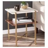 Strick & Bolton Aldea Round End Table w/ Faux Marble Top- Retail:$117.99