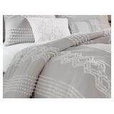 PERI HOME GREY AND WHITE TWIN COMFORTER SET
