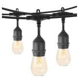 2 Pack 48 Ft Outdoor String Lights with 15 Hanging Sockets and S14 Edison Bulbs, Commercial Waterproof Patio Lights for Deck Backyard Porch Cafe Wedding Party, UL Listed, Connectable, Warm White