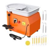 ANBULL Pottery Wheel Machine, 25cm Electric Pottery Ceramic Clay Work Forming Machine with Adjustable Lever and Feet Lever Pedal (Orange)