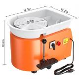 ANBULL Pottery Wheel Machine, 25cm Electric Pottery Ceramic Clay Work Forming Machine with Adjustable Lever and Feet Lever Pedal (Orange)