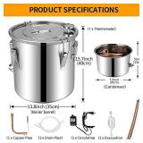 Doniks Moonshine Still 9.6Gal Steel Water Alcohol Distiller Copper Tube water distiller Home Brewing Kit Build-in Thermometer for DIY Whisky Gin Brandy Making