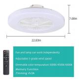 IYUNXI Modern Ceiling Fan with Lights, Flush Mount, Remote Control LED Dimming 3 Colors Lighting, Low Profile Ceiling Fan 23 Inch,72W Enclosed, Kitchen, Bedroom, Children