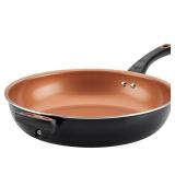 Farberware Glide Deep Nonstick Frying Pan / Fry Pan / Skillet with Helper Handle - 12.5 Inch, Black