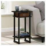 Furinno Turn-N-Tube Tall End Table with Bin, Espresso/Brown, Set of 2