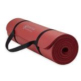 Gaiam Essentials Thick Yoga Mat Fitness & Exercise Mat with Easy-Cinch Yoga Mat Carrier Strap, Red, 72 InchL x 24 InchW x 2/5 Inch Thick