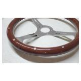 38cm Wooden Steering Wheel, ihreesy Universal 15 inch Wood Grain Steering Wheel Vintage Slotted 3 Spoke Steering Wheel #B