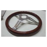 38cm Wooden Steering Wheel, ihreesy Universal 15 inch Wood Grain Steering Wheel Vintage Slotted 3 Spoke Steering Wheel #B
