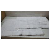 mDesign Soft 100% Cotton Hotel-Style Rectangular Spa Mat Rug, Plush Water Absorbent, Decorative Border - for Bathroom Vanity, Bathtub/Shower - Machine Washable - 2 Pack - White
