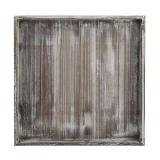 MyGift 19-inch Square Rustic Torched Wood Ottoman Tray with Vintage Metal Side Accent Wraps