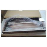 MyGift 19-inch Square Rustic Torched Wood Ottoman Tray with Vintage Metal Side Accent Wraps