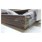 MyGift 19-inch Square Rustic Torched Wood Ottoman Tray with Vintage Metal Side Accent Wraps