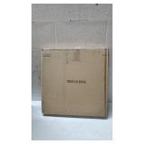 MyGift 19-inch Square Rustic Torched Wood Ottoman Tray with Vintage Metal Side Accent Wraps