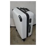 Coolife Luggage Suitcase PC+ABS Spinner Carry on (white grid new, M(24in)