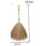 SN SKENNOVA - (Tiny Size) 23 inch Tall x 19 inch Width of Asian Hand Broom Tiny Whisk Broom Bamboo Stick with Embroidery Woven Nylon Thread top and Bottom Handle