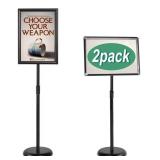 Klvied Heavy Duty Pedestal Poster Sign Stand, Adjustable Aluminum 8.5" x 11" Floor Standing Sign Holder for Both Vertical and Horizontal View, Black