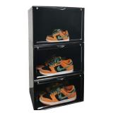 Shoe Boxes Storage Containers Organizer,Thickened Hard Plastic Large Shoe Display Cases with Clear Door for Sneakers,Ankle Boots,High Heels, Black 3 Pack