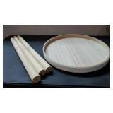 White & Natural Wood Round Side Table - 15" Diameter, 20" Tall