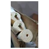 White & Natural Wood Round Side Table - 15" Diameter, 20" Tall